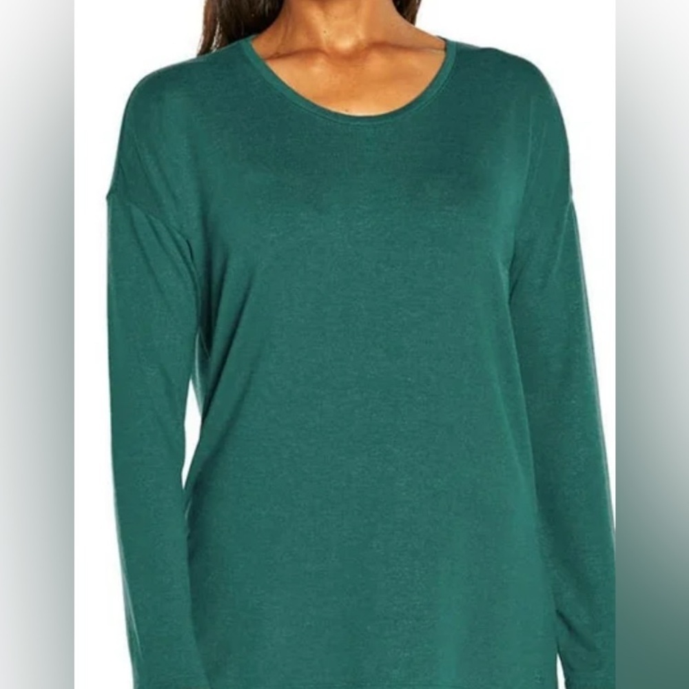 Banana Republic Soft Knit Long Sleeve High-Low Hem Sweater Top, Green, Women’s L